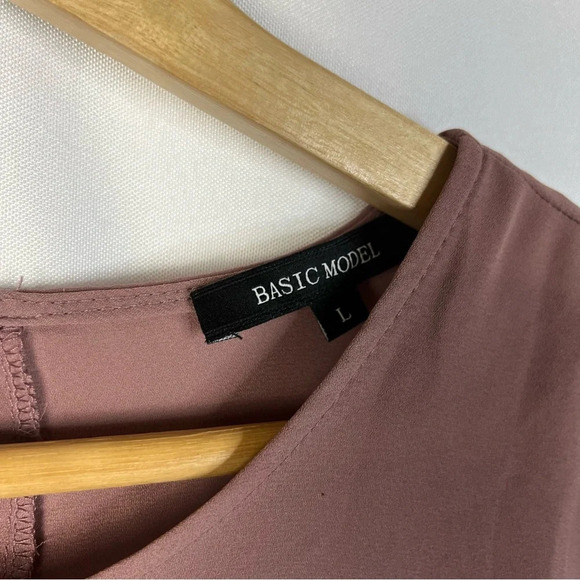 Boutique Basic Model Mauve Pink Tiered Long Sleeve Blouse L - Picture 5 of 6